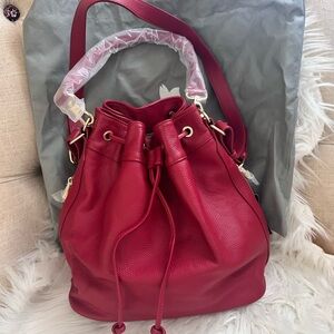 Ora Delphine Claire Bucket Bag - Red
